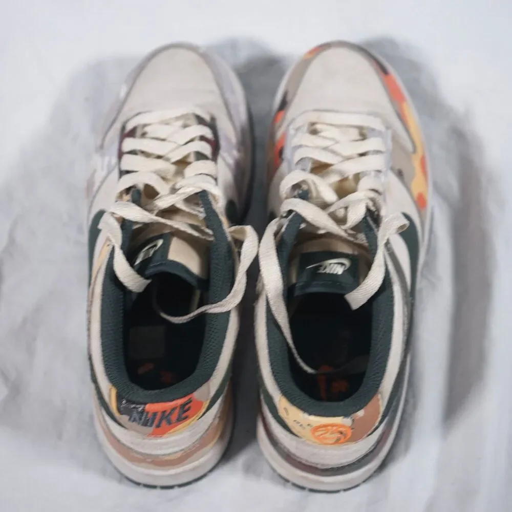 Nike Dunk Low SE Sail Multi-Camo GS White Green 4Y DB1909-100
